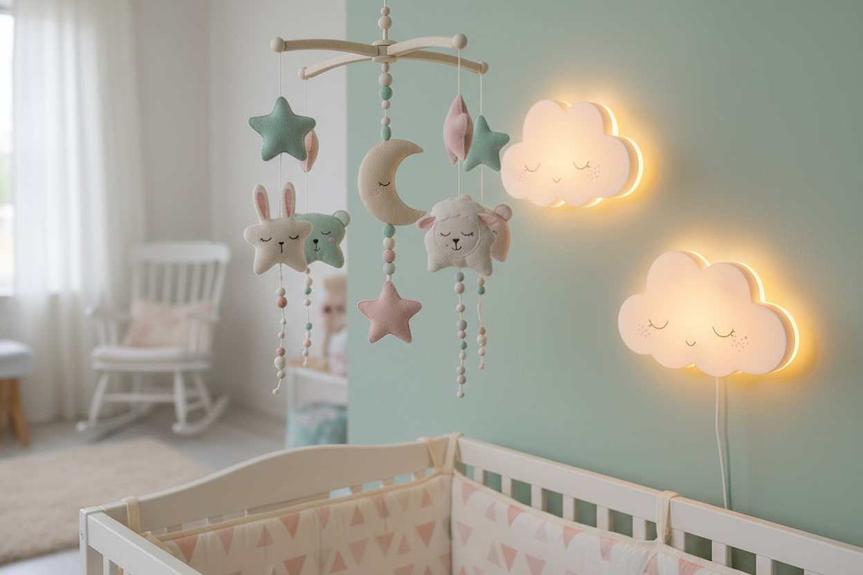 Mobile Musical et Veilleuse Bébé – Sommeil Apaisé