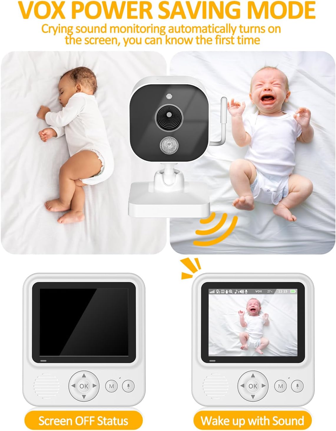Babyphone Moniteur de bébé avec caméra de vision nocturne