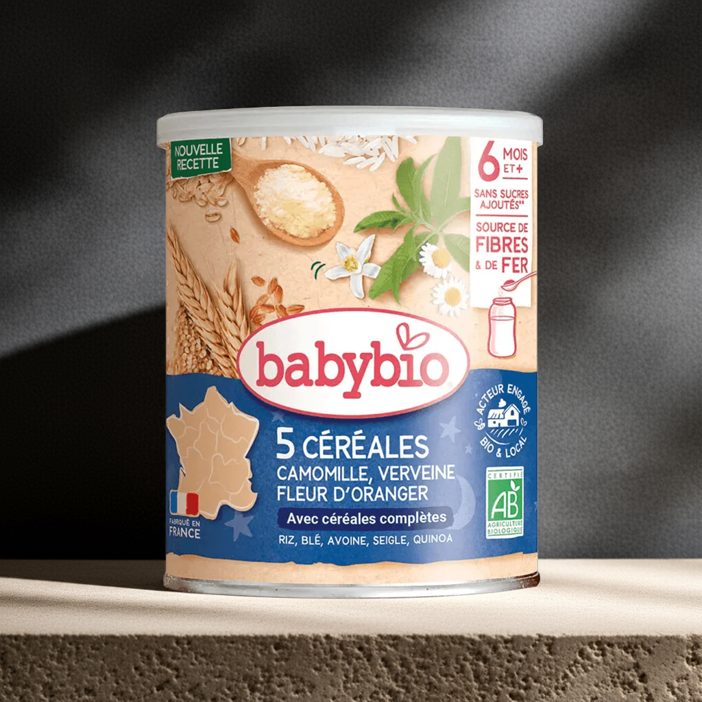 Babybio Céréales Verveine, Fleur d'Oranger, Camomille Bio - Céréales Bébé Apaisantes 220g Babybio