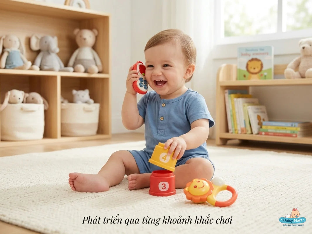 Coffret Cadeau Bébé avec Tasses Empilables & Hochets 0M+