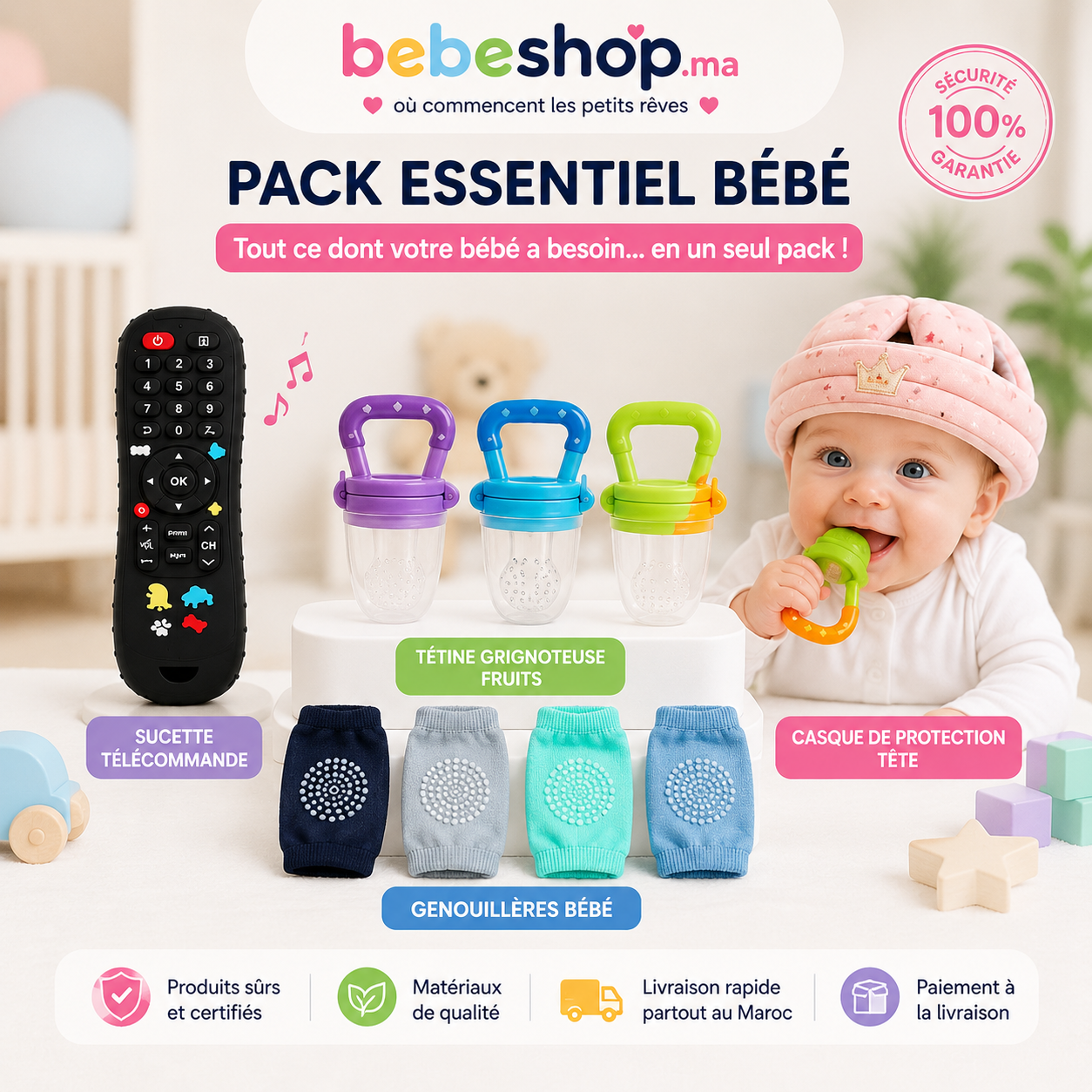 Pack Essentiel Bébé Maroc – Sécurité, Éveil & Confort