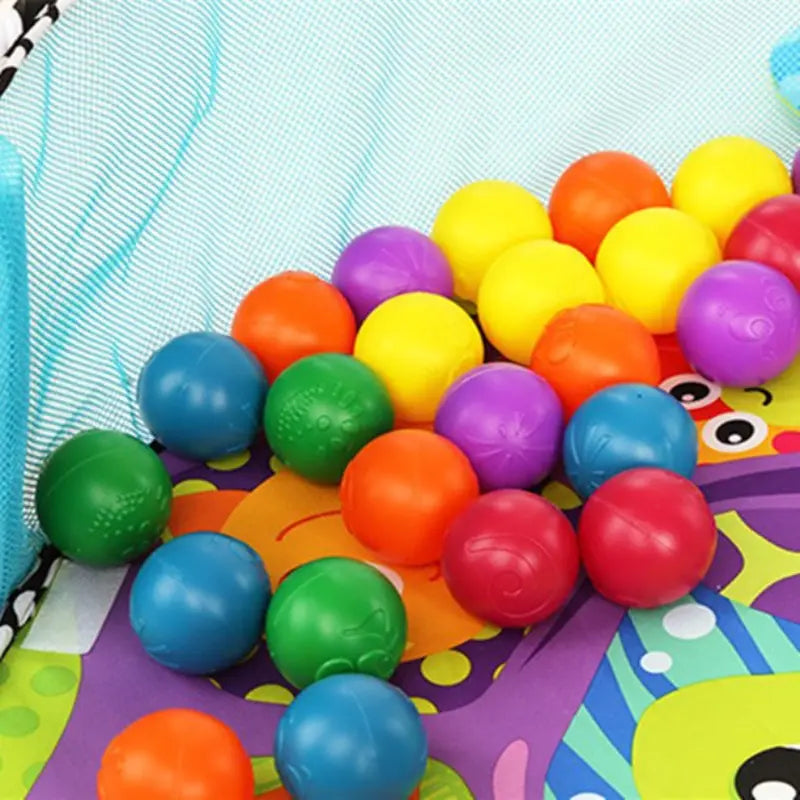 Tapis de jeu 3 en 1 pour bébé 4 jouets suspendus et 30 balles