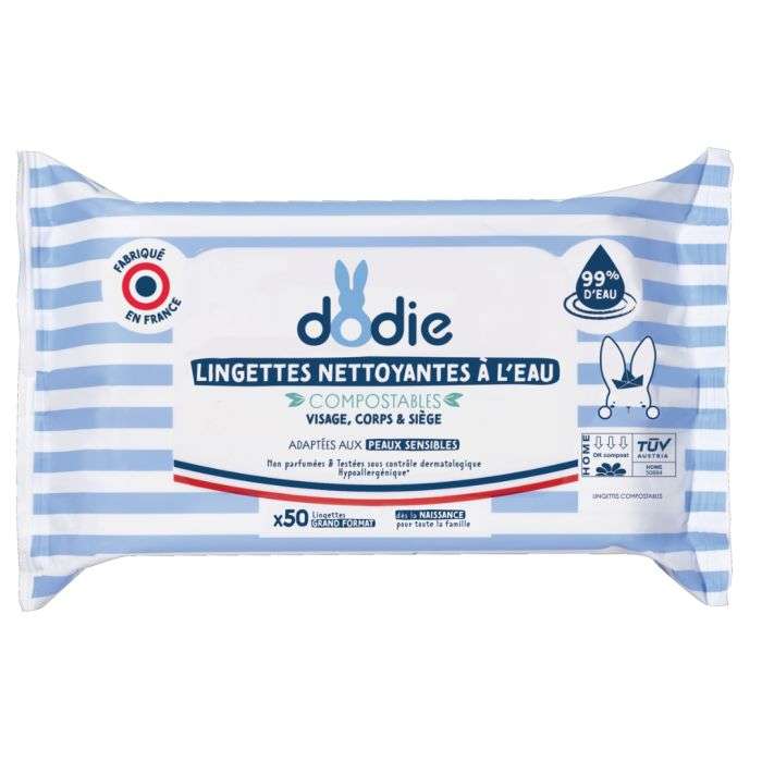 DODIE LINGETTES NETTOYANTES A L'EAU 50 PIECES Dodie
