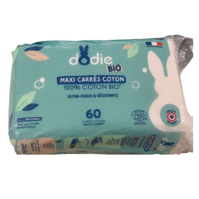 DODIE MAXI CARRES COTON 3EN1 SIEGE VISAGE MAINS 100% COTON BIO X60U Dodie