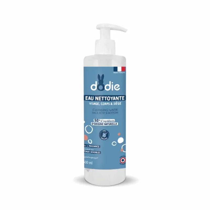 Eau nettoyante 3en1 flacon pompe Dodie - siège, visage et corps, 500ml
