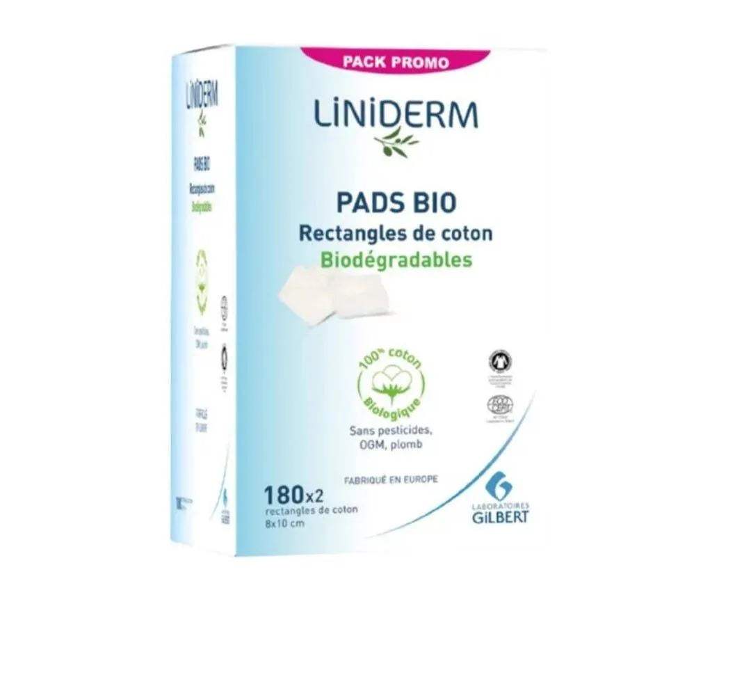GILBERT PADS BIO 180 RECTANGLES DE COTON 8X10CM