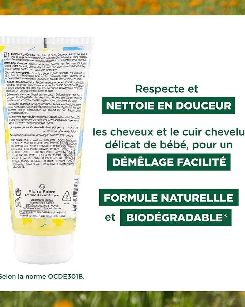 Klorane Bébé Shampooing démêlant au Calendula apaisant - 200ml - Bébé Shop Maroc
