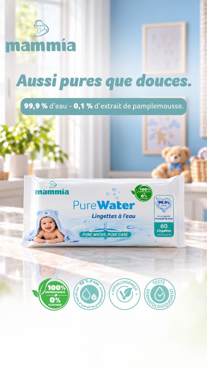 Mammia PureWater Lingettes à l'Eau Bébé x 60