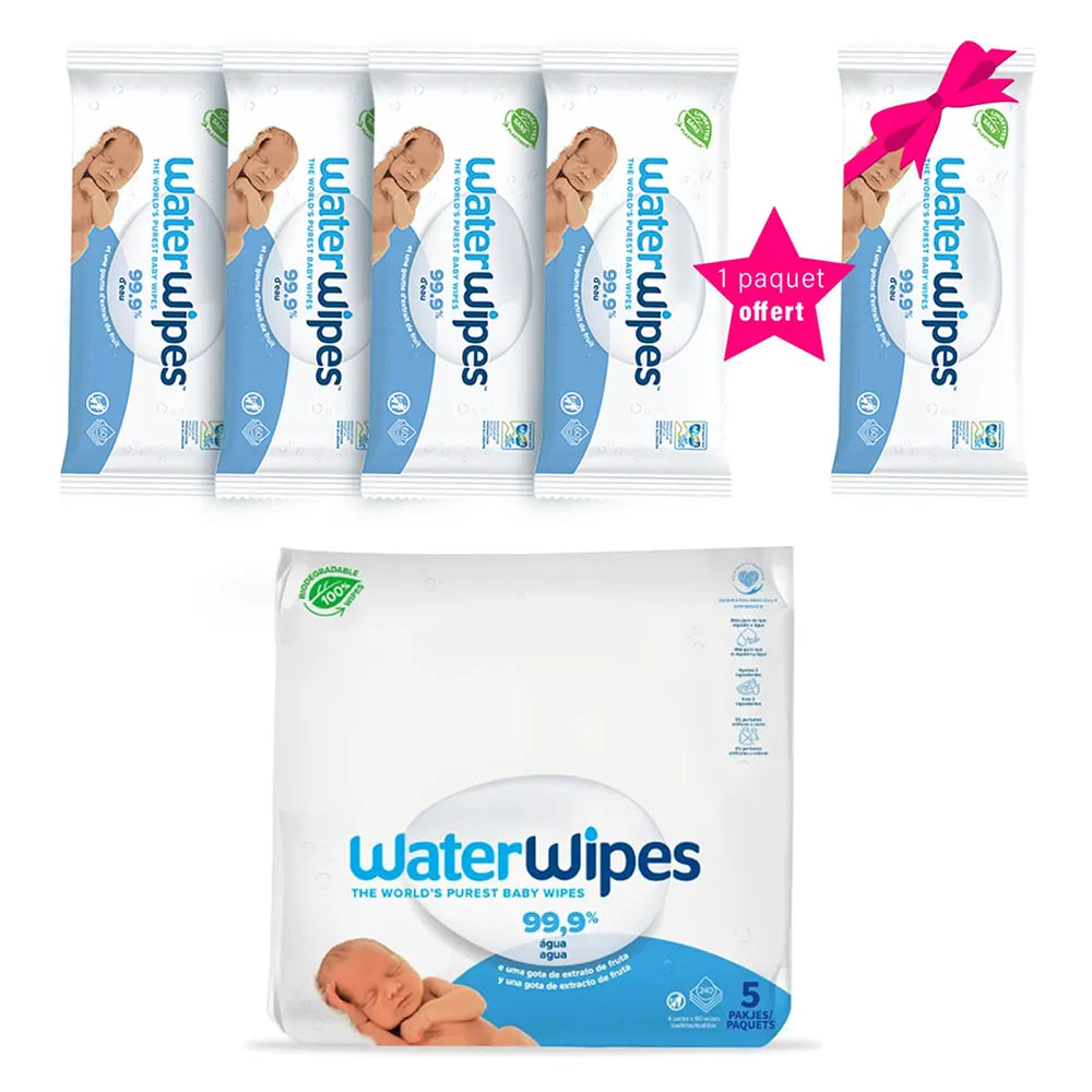 Offre : Lingettes Bébé WaterWipes Value 4 Achetées + 1 Offert - Bébé Shop Maroc