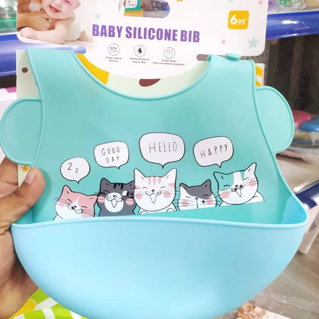 Bavoir Bébé en Silicone avec Poche  Sans BPA