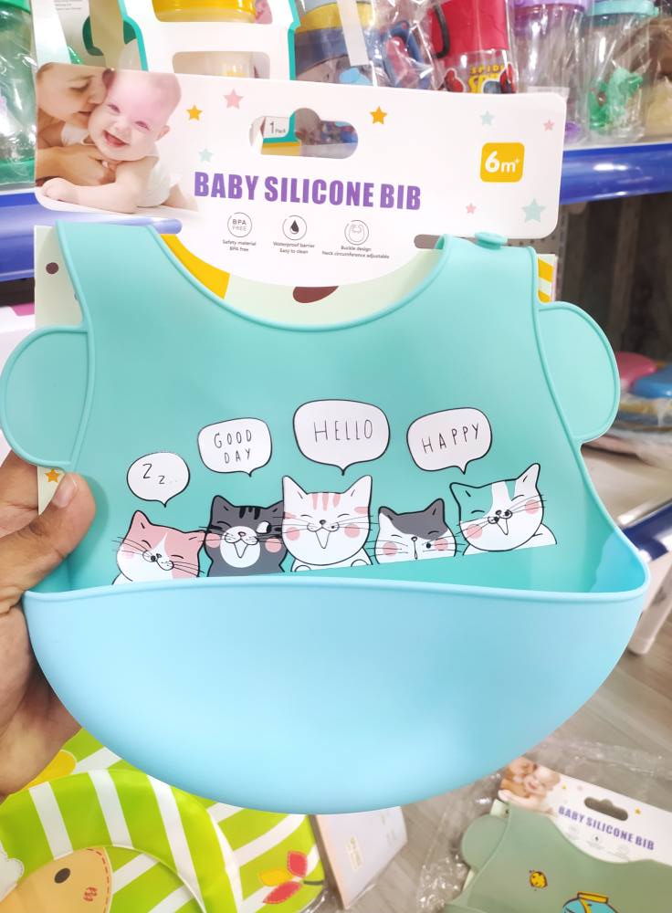 Bavoir Bébé en Silicone avec Poche  Sans BPA
