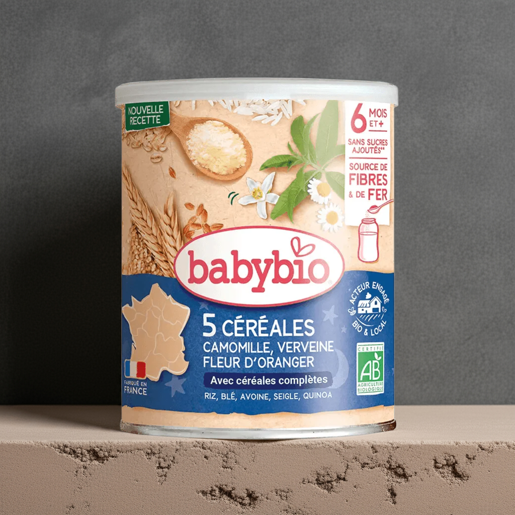 Babybio Céréales Verveine, Fleur d'Oranger, Camomille Bio - Céréales Bébé Apaisantes 220g Babybio