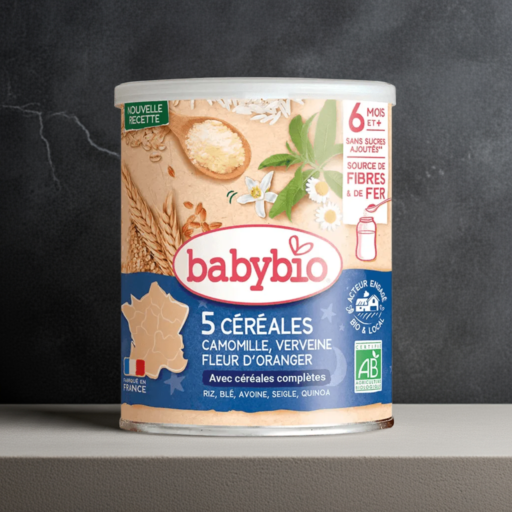 Babybio Céréales Verveine, Fleur d'Oranger, Camomille Bio - Céréales Bébé Apaisantes 220g