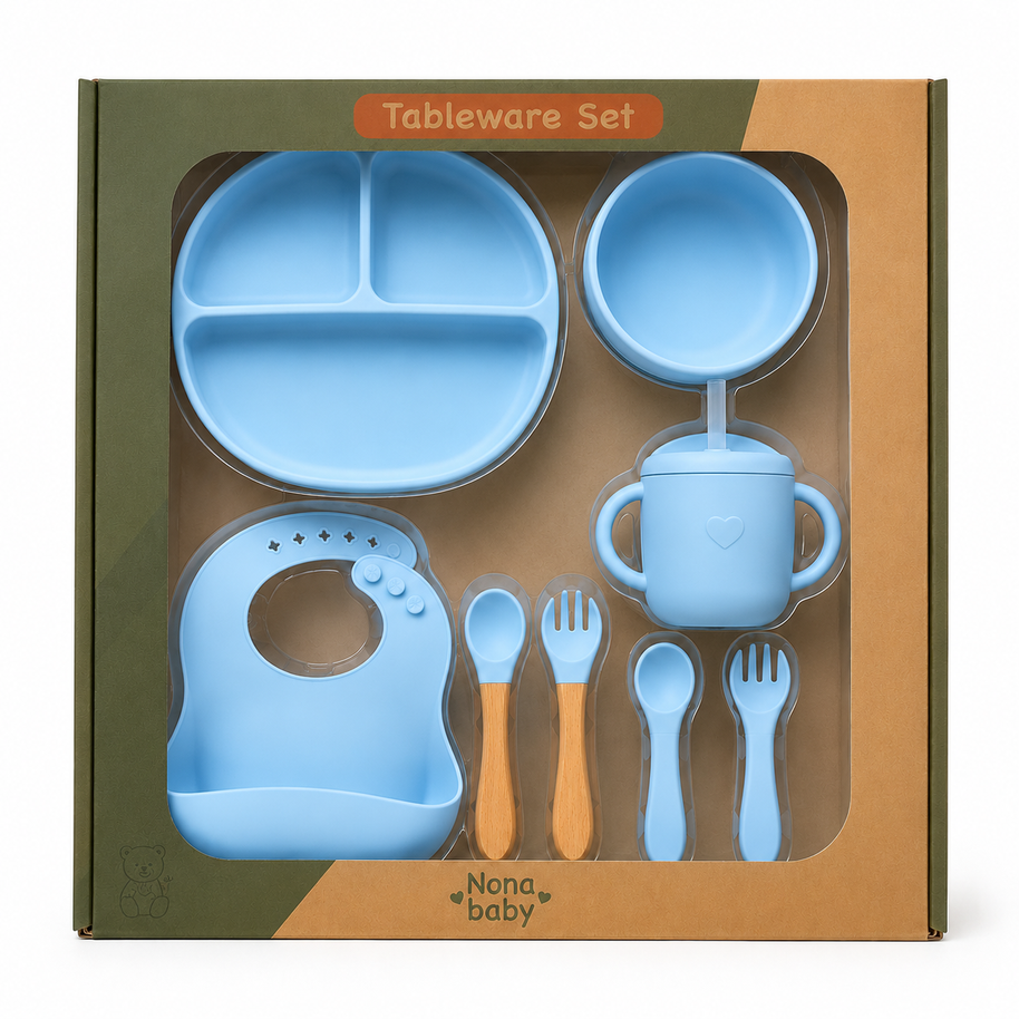 Coffret Repas Bébé 8 Pièces en Silicone