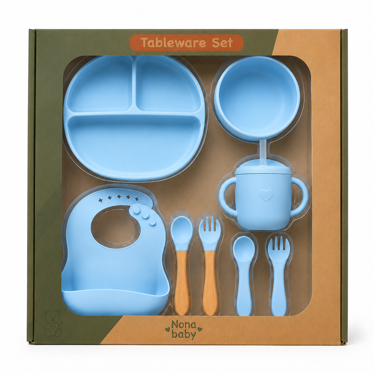 Coffret Repas Bébé 8 Pièces en Silicone