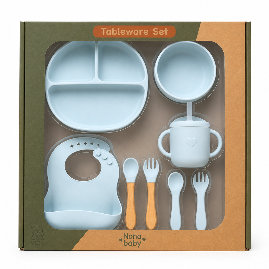 Coffret Repas Bébé 8 Pièces en Silicone