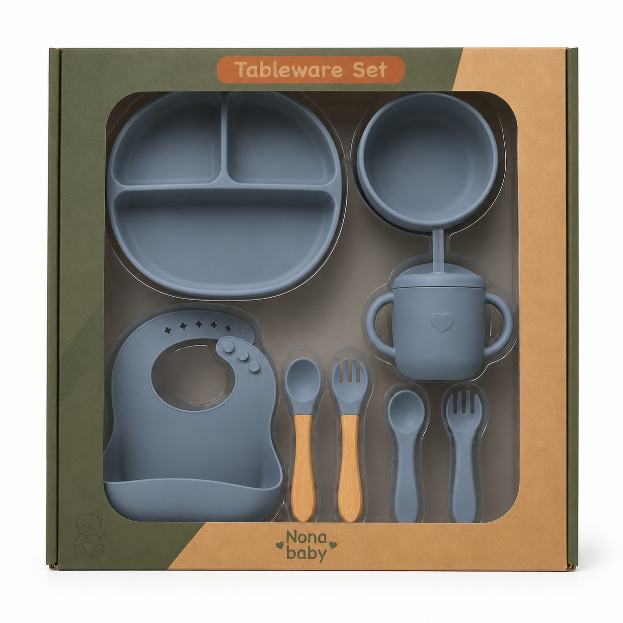 Coffret Repas Bébé 8 Pièces en Silicone