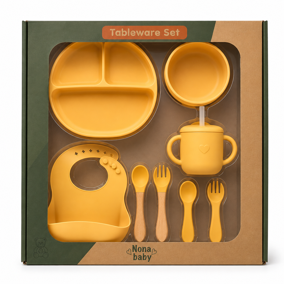 Coffret Repas Bébé 8 Pièces en Silicone