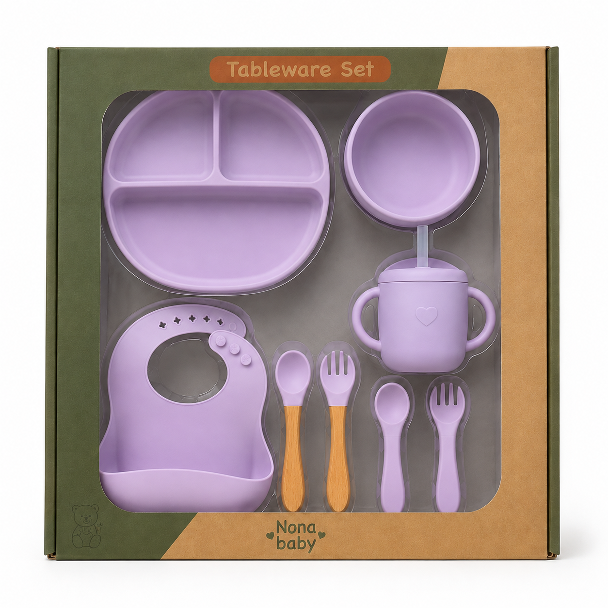 Coffret Repas Bébé 8 Pièces en Silicone