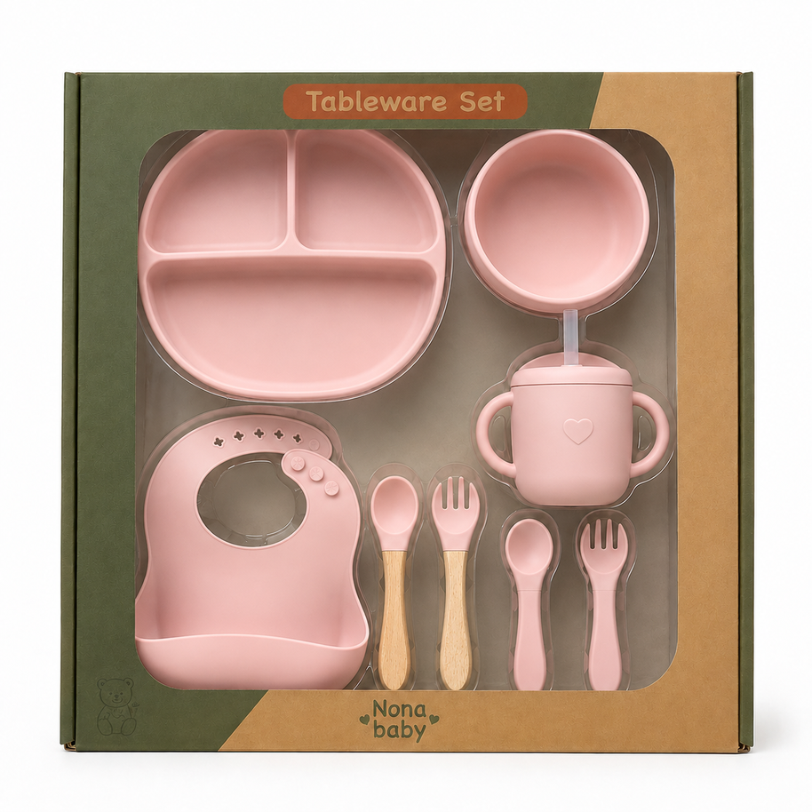 Coffret Repas Bébé 8 Pièces en Silicone