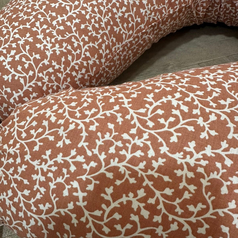 Coussin de grossesse et d'allaitement 3 en1 camel fleurie