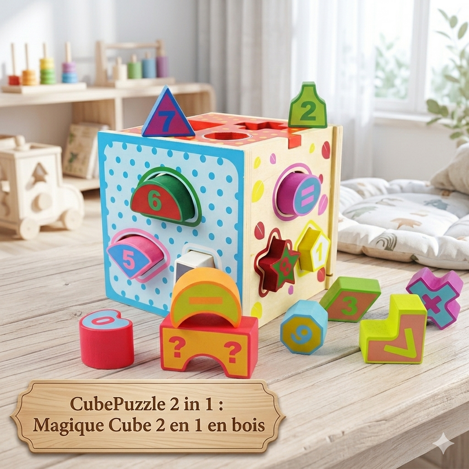 مكعب بازل 2 في 1: مكعب خشبي سحري 2 في 1