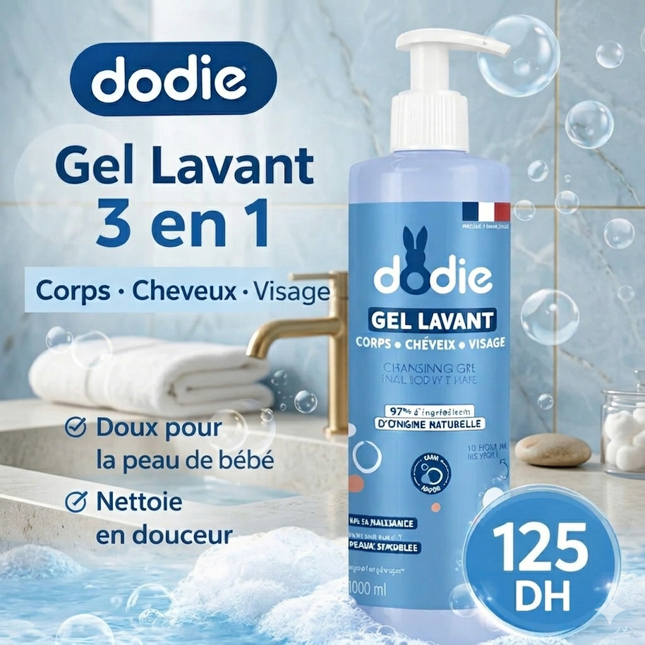 Gel lavant 3en1 flacon pompe Dodie - 500ml