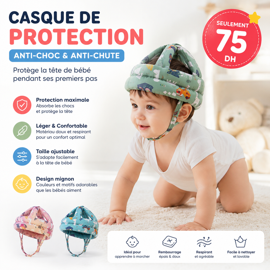 Casque Antichoc Bébé 360° | Protection Tête Bébé