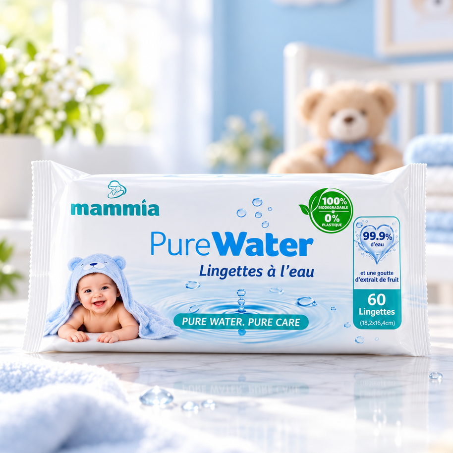 Mammia PureWater Lingettes à l'Eau Bébé x 60