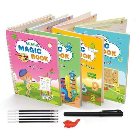 Ensemble Magique 4 en 1 | Livres Réutilisables et Encre Effaçable pour Apprendre à Écrire et Dessiner - Bébé Shop Maroc