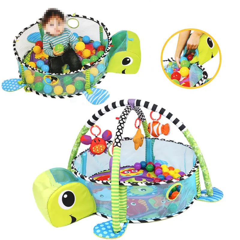 Tapis de jeu 3 en 1 pour bébé 4 jouets suspendus et 30 balles