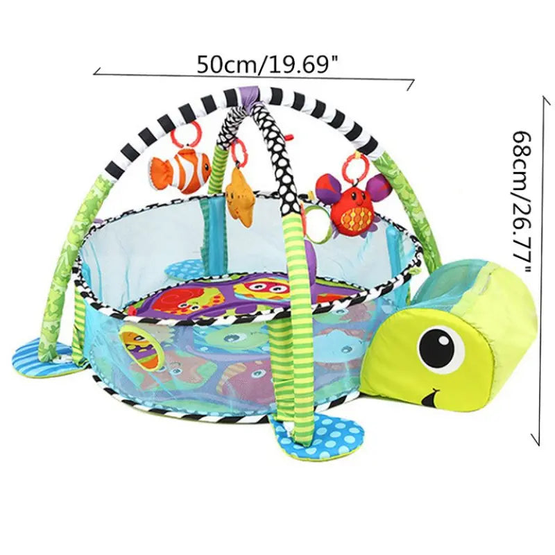 Tapis de jeu 3 en 1 pour bébé 4 jouets suspendus et 30 balles