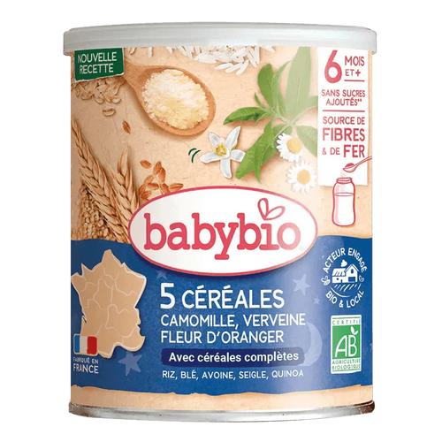 Babybio Céréales Verveine, Fleur d'Oranger, Camomille Bio - Céréales Bébé Apaisantes 220g