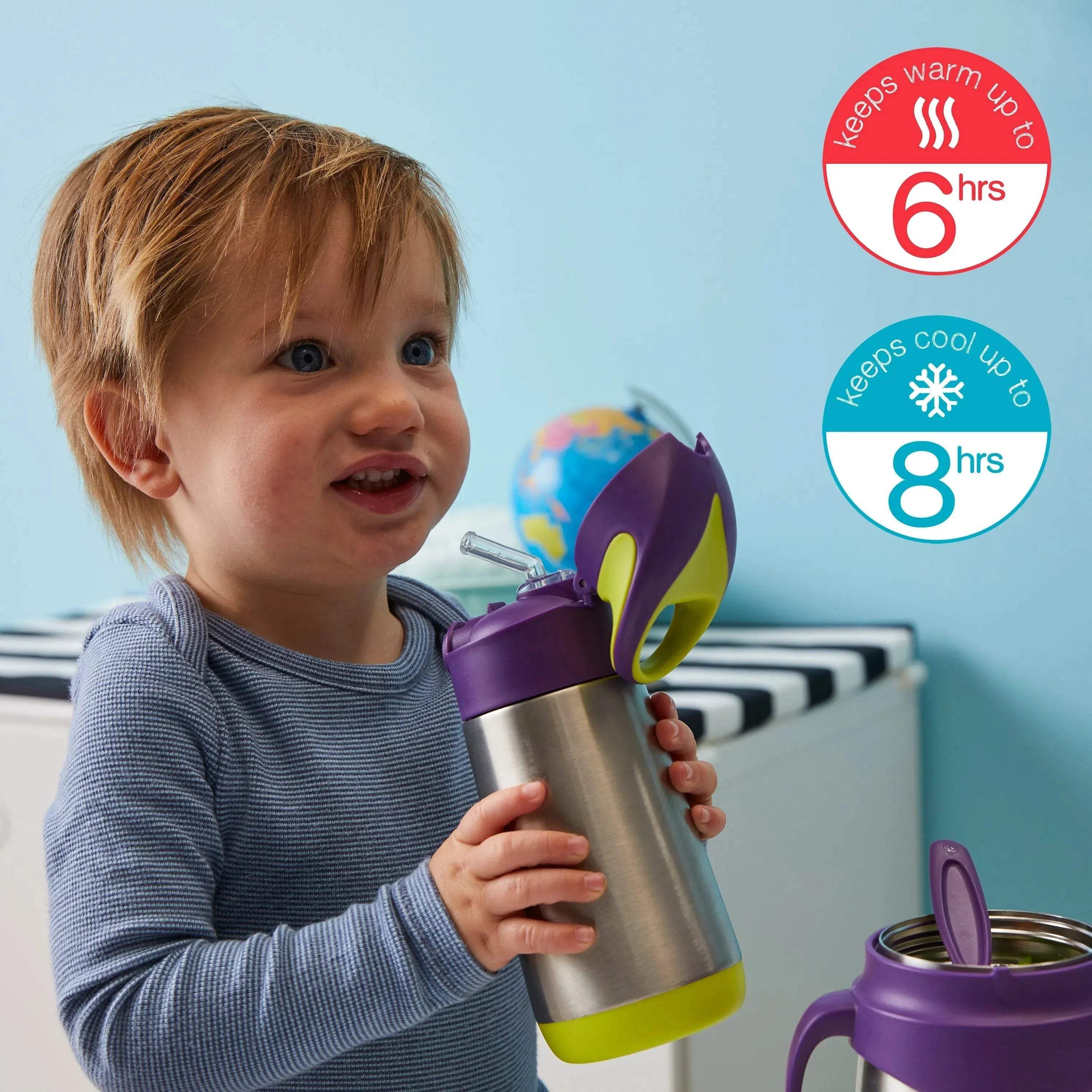 Gourde isotherme à paille B.box 350ml  - strawberry shake b.box