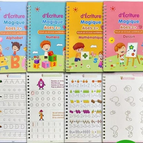 Ensemble Magique 4 en 1 | Livres Réutilisables et Encre Effaçable pour Apprendre à Écrire et Dessiner - Bébé Shop Maroc