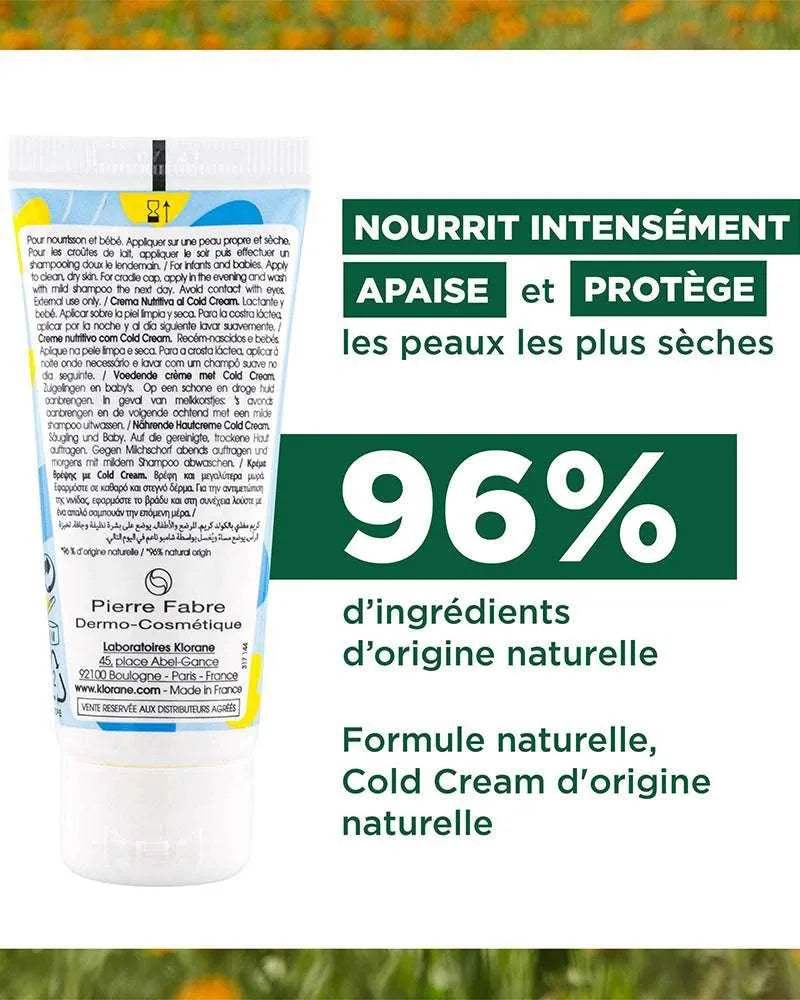 Klorane Bébé Crème nutritive au Cold Cream et Calendula - 40ml