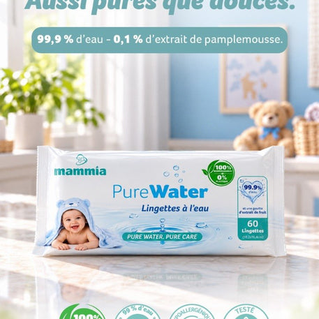 Mammia PureWater Lingettes à l'Eau Bébé x 60