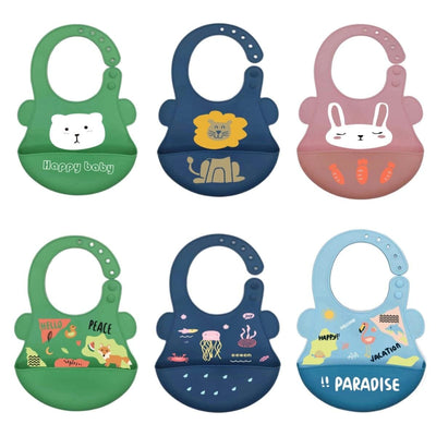 Bavoir Bébé en Silicone avec Poche  Sans BPA