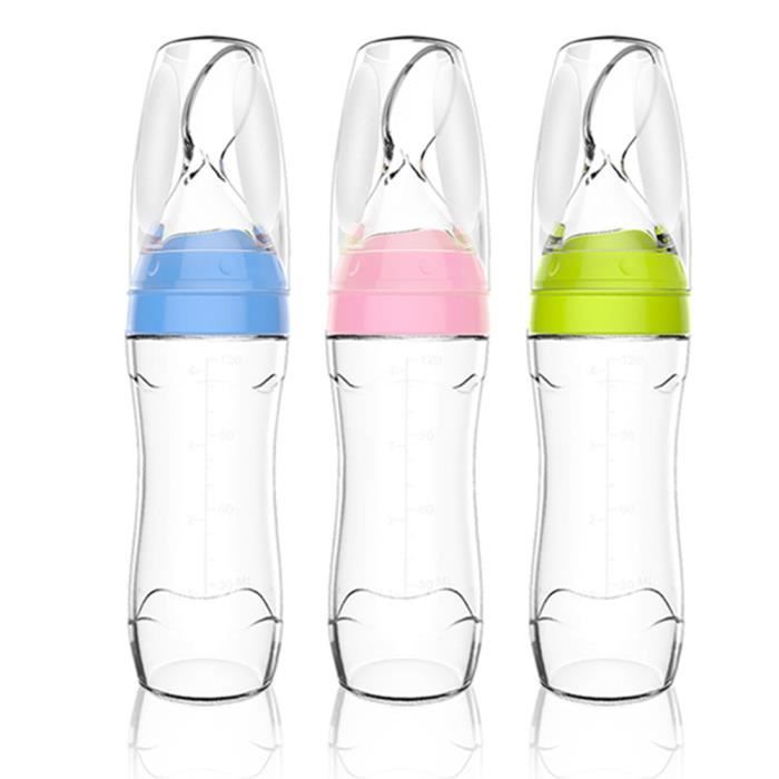 cuillère biberon en silicone avec ventouse pour bébé