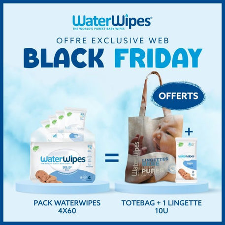 WATERWIPES OFFRE WEB PACK LINGETTES BEBE PACK DE 4 X 60 + TOTE BAG + LINGETTE 10 U OFFERTS - Bébé Shop Maroc